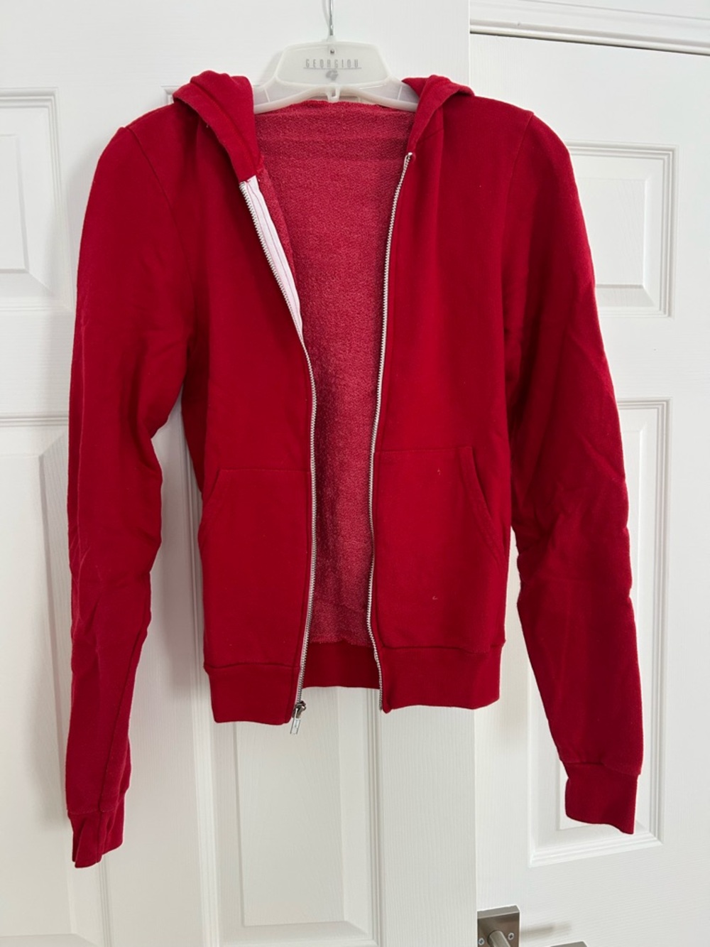 American Apparel Red Classic Zip Hoodie